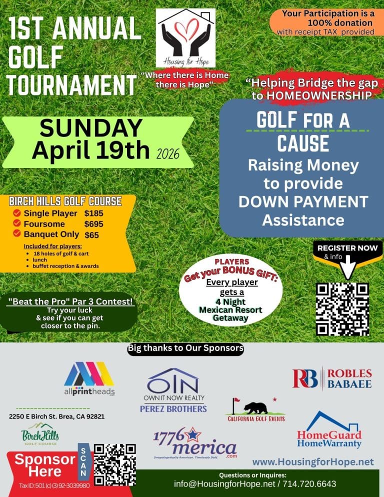 Housing for Hope golf tournament flyer